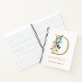 Monogramm Gold Buchstabe D | Florales Motto oder Z Notizblock (Innenseite)