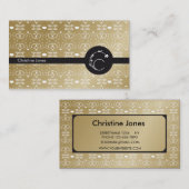 MONOGRAMM-GOLD DES DAMAST-BLUMENbuchstabe-C Visitenkarte (Vorne/Hinten)
