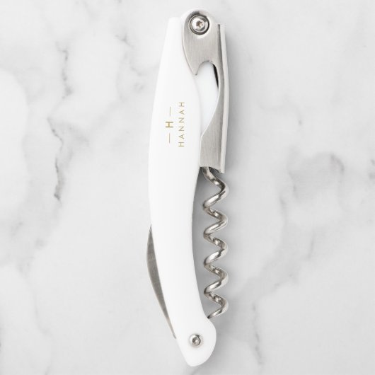 Monogramm Gold | Elegante Minimalistische Klasse Kellnermesser (Rückseite)