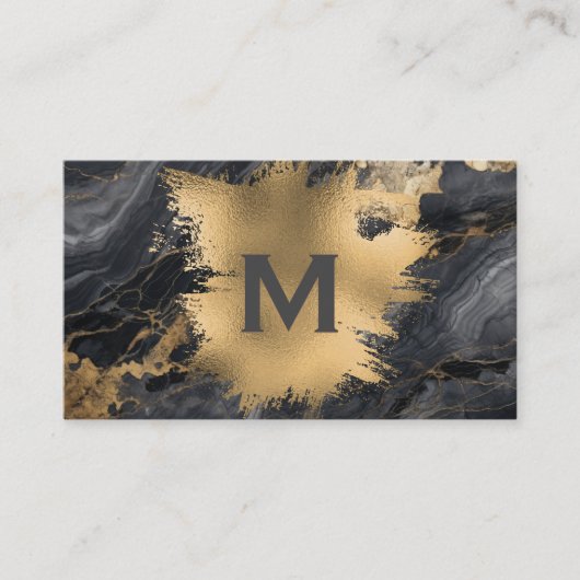 Monogramm | Gold Foil Spritzer | Marmor Visitenkarte (Vorderseite)
