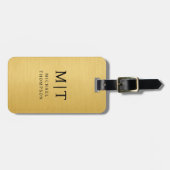 Monogramm Gold Gebürstet Metallisch Elegant Gepäckanhänger (Vorderseite horizontal)