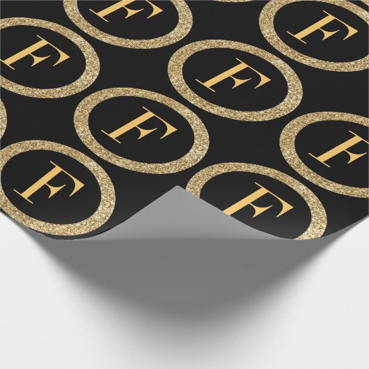Monogramm Gold Geschenkpapier (Ecke)