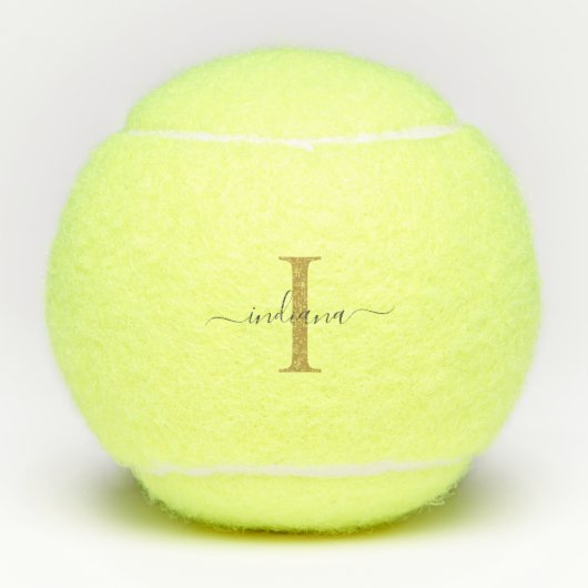Monogramm Gold Grau Schrift Name Modern Tennisbälle (Vorderseite)