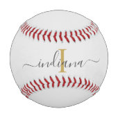 Monogramm Gold Grau Script Name Typografie Baseball (Rückseite)