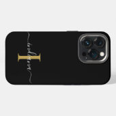 Monogramm Gold Initiale Graue Schrift Name Modern iPhone Hülle (Rückseite (Horizontal))