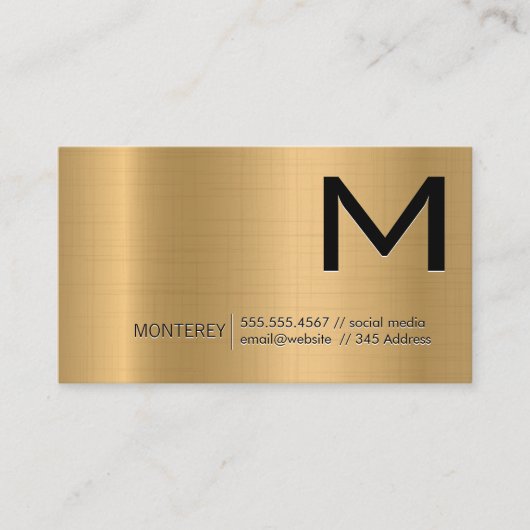Monogramm | Gold-Metallic-Hintergrund Visitenkarte (Vorderseite)