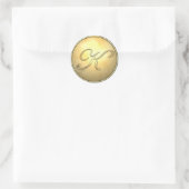 monogramm_gold runder aufkleber (Tasche)