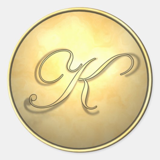 monogramm_gold runder aufkleber (Vorderseite)