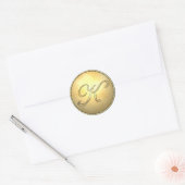monogramm_gold runder aufkleber (Umschlag)