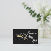 Monogramm Gold Schere Friseur Visitenkarte (Stehend Vorderseite)