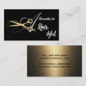 Monogramm Gold Schere Friseur Visitenkarte (Vorne/Hinten)