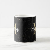Monogramm Gold Schwarz Marmor Kaffeetasse (Mittel)