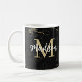 Monogramm Gold Schwarz Marmor Kaffeetasse (Links)