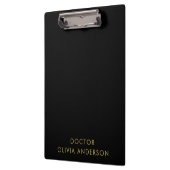 Monogramm Gold Schwarz Minimalist Modern Klemmbrett (Links)