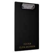 Monogramm Gold Schwarz Minimalist Modern Klemmbrett (Rechts)