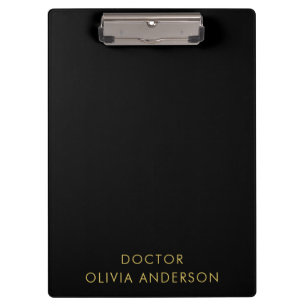 Monogramm Gold Schwarz Minimalist Modern Klemmbrett