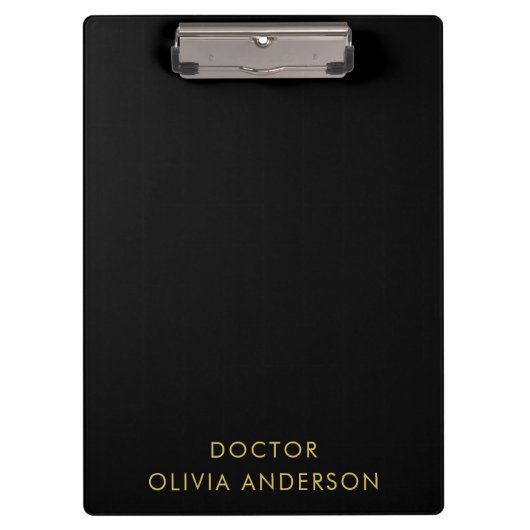 Monogramm Gold Schwarz Minimalist Modern Klemmbrett (Vorderseite)