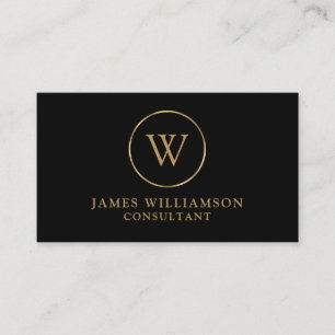 Monogramm Gold Schwarz Visitenkarte