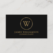 Monogramm Gold Schwarz Visitenkarte (Vorderseite)