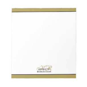 Monogramm Gold Schwarz Weiß Minimalistisch Elegant Notizblock