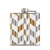 Monogramm - Gold, Silber u. weißer Zickzack Flachmann (Rückseite)