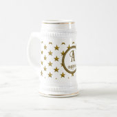 Monogramm Gold Star Muster Anfangsandenken Bierglas (Vorderseite Links)