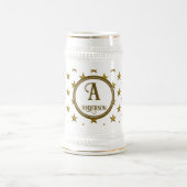 Monogramm Gold Star Muster Anfangsandenken Bierglas (Mittel)