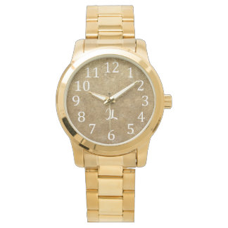 Monogramm-Gold-Themen-Überschrift-Uhr Armbanduhr