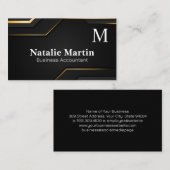 Monogramm | Gold Trim | Schwarzer Hintergrund Visitenkarte (Vorne/Hinten)