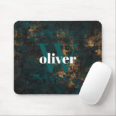 Monogramm-Gold- und Aquamarine Maus-Pad für Männer Mousepad (Mit Mouse)