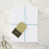 Monogramm Gold und Ecru Olive Green Geschenkanhänger (Mit Garn)