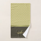 Monogramm Gold und Ecru Olive Green Handtuch (Handtuch)