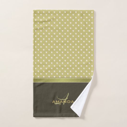 Monogramm Gold und Ecru Olive Green Handtuch (Handtuch)