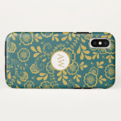 Monogramm Gold und Emerald Victorain Lace Case-Mate iPhone Hülle (Rückseite (Horizontal))