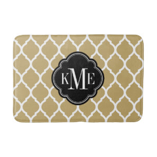 Monogramm Gold und Schwarz Badematte