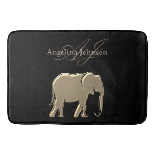 Monogramm Gold und Schwarz Badematte (Vorderseite)