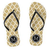 Monogramm Gold und Schwarz Badesandalen (Fußbett)