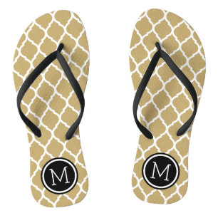 Monogramm Gold und Schwarz Badesandalen