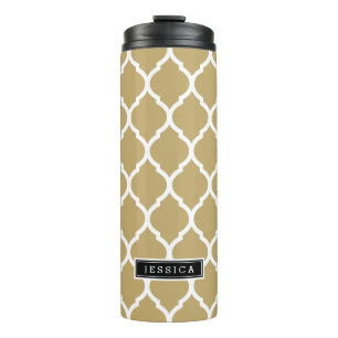 Monogramm Gold und Schwarz Thermosbecher