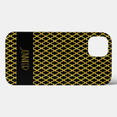 Monogramm, Gold und schwarzes Vierblatt Case-Mate iPhone Hülle (Rückseite (Horizontal))