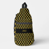 Monogramm, Gold und schwarzes Vierblatt Crossbody Bag (Vorderseite)