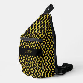 Monogramm, Gold und schwarzes Vierblatt Crossbody Bag
