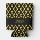 Monogramm, Gold und schwarzes Vierblatt Dosenkühler (Vorderseite)