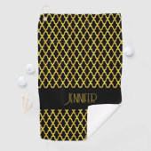 Monogramm, Gold und schwarzes Vierblatt Golfhandtuch (Insitu)