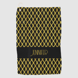 Monogramm, Gold und schwarzes Vierblatt Golfhandtuch