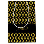 Monogramm, Gold und schwarzes Vierblatt Mittlere Geschenktüte (Vorderseite)