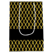 Monogramm, Gold und schwarzes Vierblatt Mittlere Geschenktüte (Rückseite)