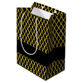 Monogramm, Gold und schwarzes Vierblatt Mittlere Geschenktüte (Rückseite Schrägansicht)
