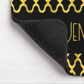 Monogramm, Gold und schwarzes Vierblatt Mousepad (Ecke)