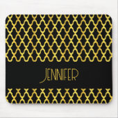 Monogramm, Gold und schwarzes Vierblatt Mousepad (Vorne)